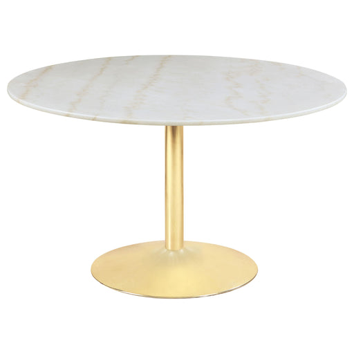 Kella Round Marble Top Dining Table White and Gold - Imperial Furniture (Las Vegas, NV) - Multi Location