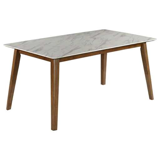 Everett Faux Marble Top Dining Table Natural Walnut and White - Imperial Furniture (Las Vegas, NV) - Multi Location