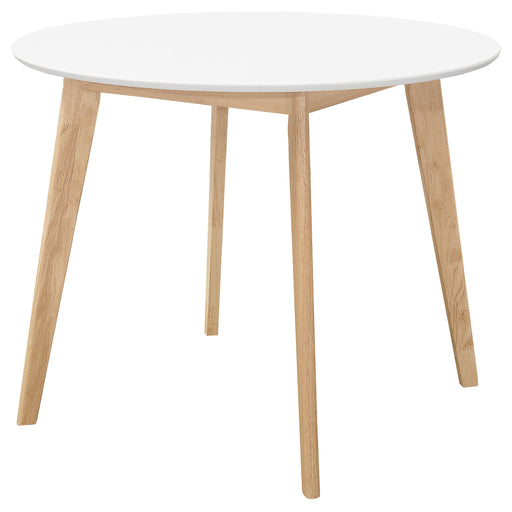 Breckenridge Round Dining Table Matte White and Natural Oak - Imperial Furniture (Las Vegas, NV) - Multi Location
