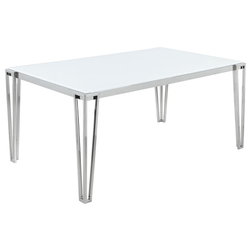 Pauline Rectangular Dining Table with Metal Leg White and Chrome - Imperial Furniture (Las Vegas, NV) - Multi Location