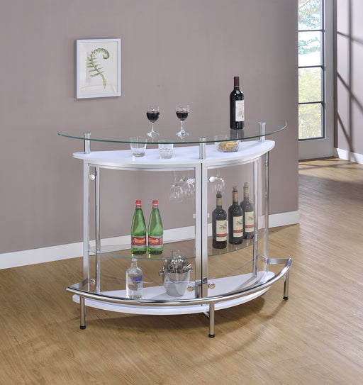 Amarillo 2-tier Bar Unit White and Chrome - Imperial Furniture (Las Vegas, NV) - Multi Location