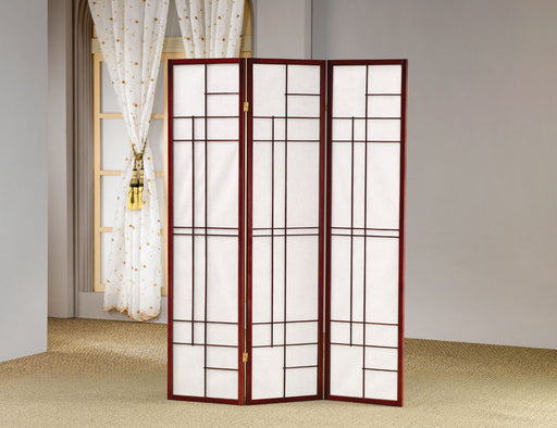 Katerina 3-panel Folding Floor Screen White and Cherry - Imperial Furniture (Las Vegas, NV) - Multi Location