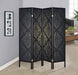 Haidera 4-panel Damask Pattern Folding Screen Black - Imperial Furniture (Las Vegas, NV) - Multi Location