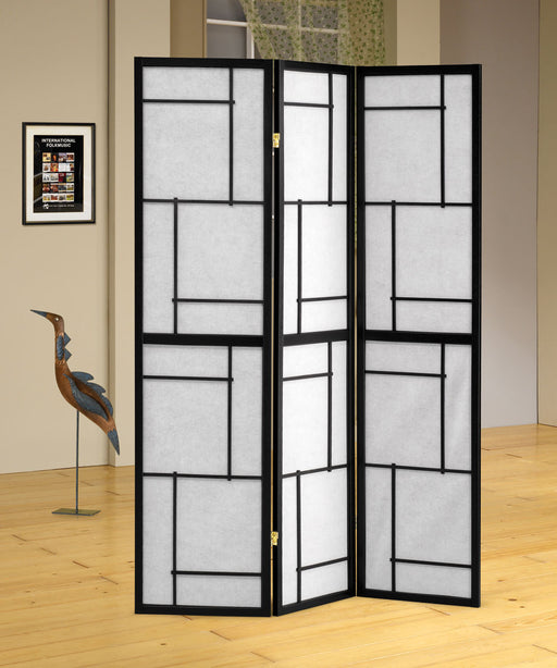 Damis 3-panel Folding Floor Screen Black and White - Imperial Furniture (Las Vegas, NV) - Multi Location