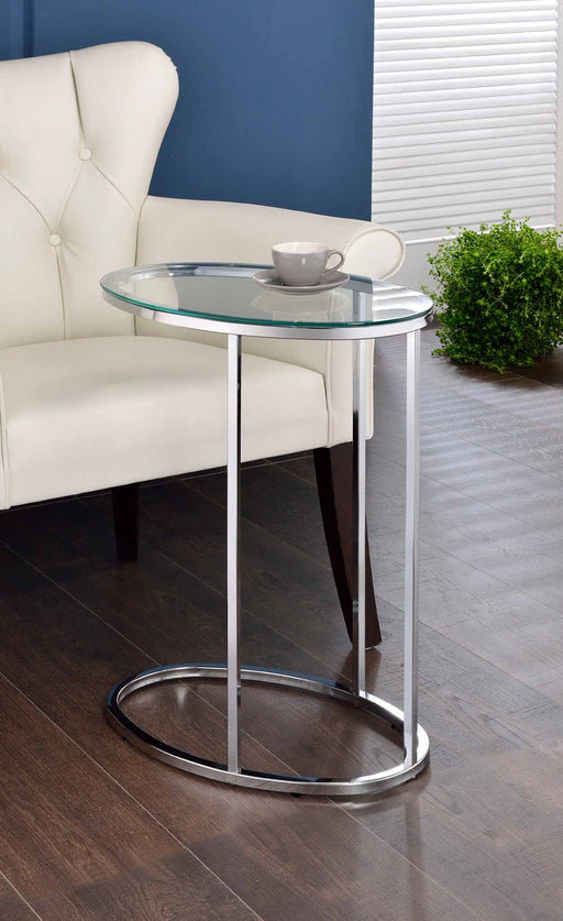 Kyle Oval Snack Table Chrome and Clear - Imperial Furniture (Las Vegas, NV) - Multi Location