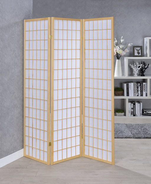 Carrie 3-panel Folding Screen Natural and White - Imperial Furniture (Las Vegas, NV) - Multi Location