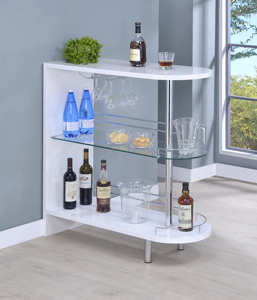 Adolfo 3-tier Bar Table Glossy White and Clear - Imperial Furniture (Las Vegas, NV) - Multi Location