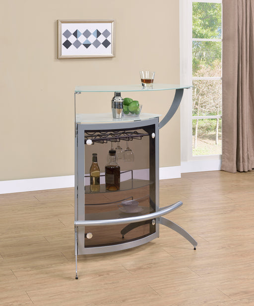 Dallas 2-shelf Home Bar Silver and Frosted Glass - Imperial Furniture (Las Vegas, NV) - Multi Location