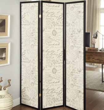 Felice 3-panel French Script Print Folding Screen Espresso - Imperial Furniture (Las Vegas, NV) - Multi Location