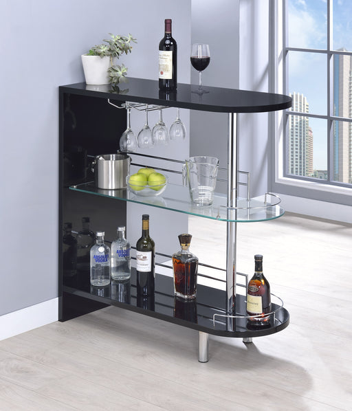 Adolfo 3-tier Bar Table Glossy Black and Clear - Imperial Furniture (Las Vegas, NV) - Multi Location