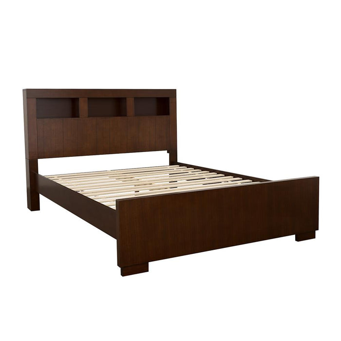 Jessica California King, E.king, & Queen Bed with Storage Headboard Cappuccino - Imperial Furniture (Las Vegas, NV) - Multi Location