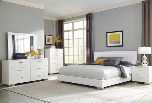 Felicity 6-piece California King Bedroom Set with LED Headboard Glossy White - Imperial Furniture (Las Vegas, NV) - Multi Location