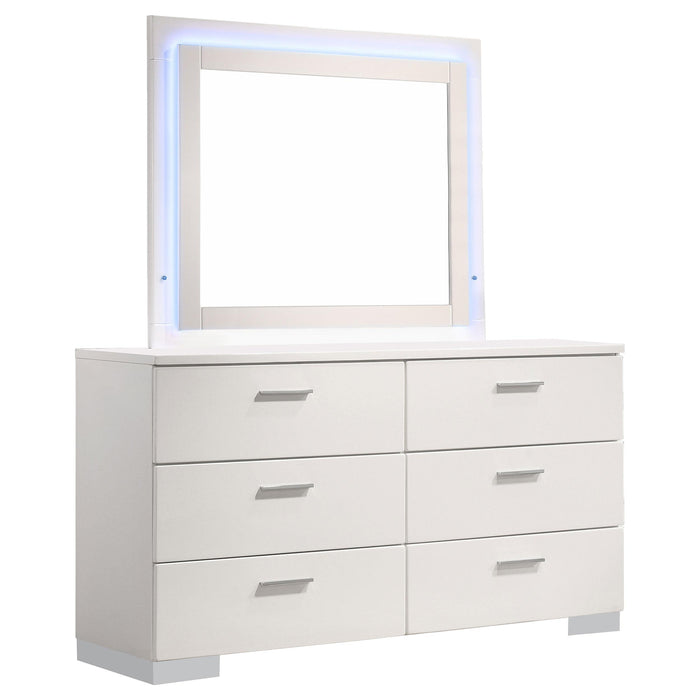 Felicity 6-drawer Dresser with LED Mirror White High Gloss - Imperial Furniture (Las Vegas, NV) - Multi Location