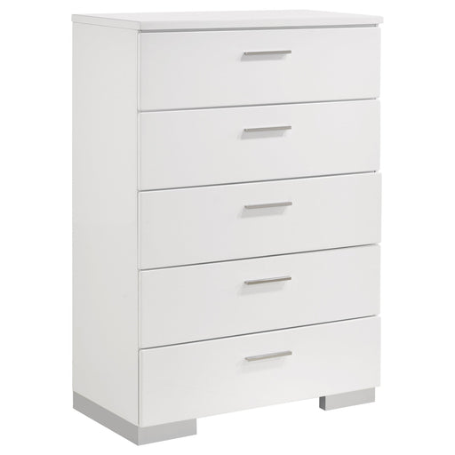Felicity 5-drawer Chest Glossy White - Imperial Furniture (Las Vegas, NV) - Multi Location
