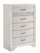 Miranda 5-drawer Chest White and Rhinestone - Imperial Furniture (Las Vegas, NV) - Multi Location