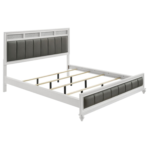 Barzini California King, E.King, & Queen Upholstered Panel Bed White - Imperial Furniture (Las Vegas, NV) - Multi Location