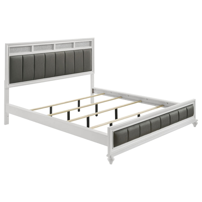Barzini California King, E.King, & Queen Upholstered Panel Bed White - Imperial Furniture (Las Vegas, NV) - Multi Location