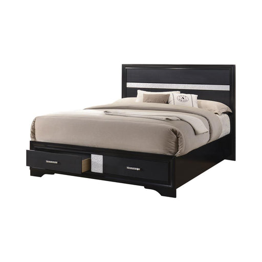 Miranda California King. E.King, & Queen 2-drawer Storage Bed Black & White - Imperial Furniture (Las Vegas, NV) - Multi Location