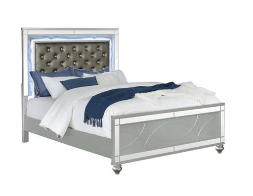 Gunnison California King, E.King, & Queen Panel Bed with LED Lighting Silver Metallic - Imperial Furniture (Las Vegas, NV) - Multi Location