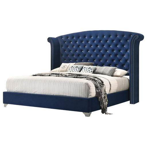 Melody California King, Eastren King, Queen Wingback Upholstered Bed Pacific Blue & Grey - Imperial Furniture (Las Vegas, NV) - Multi Location