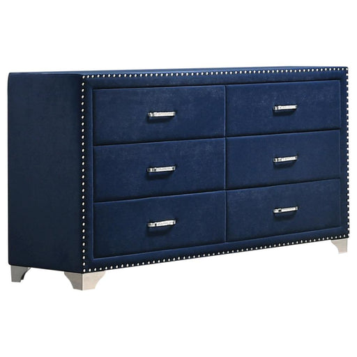 Melody 6-drawer Upholstered Dresser Pacific Blue - Imperial Furniture (Las Vegas, NV) - Multi Location