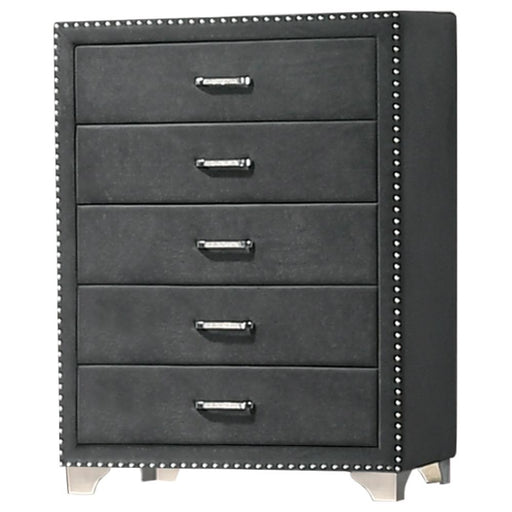 Melody 5-drawer Upholstered Chest Grey - Imperial Furniture (Las Vegas, NV) - Multi Location