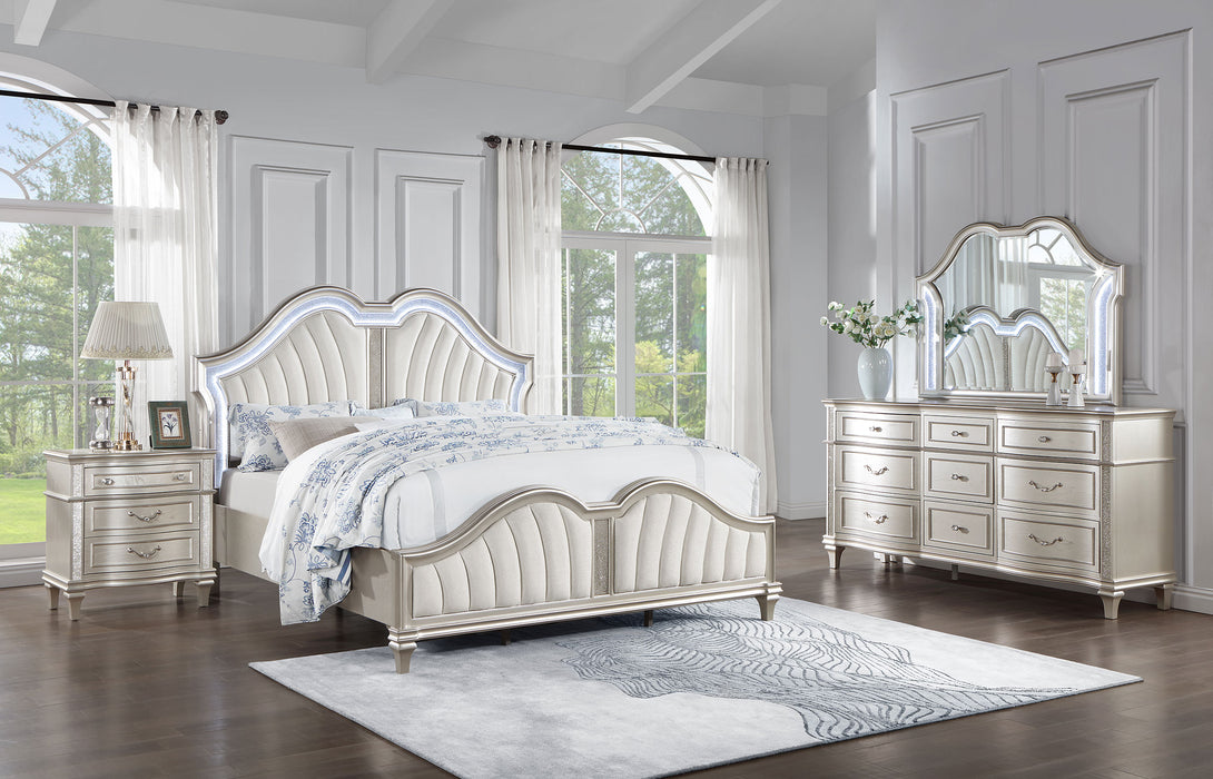 Evangeline Upholstered Platform Bedroom Set Ivory and Silver Oak - Imperial Furniture (Las Vegas, NV) - Multi Location