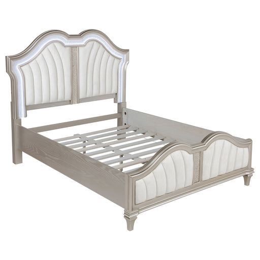 Evangeline Tufted Upholstered Platform Bed Ivory and Silver Oak - Imperial Furniture (Las Vegas, NV) - Multi Location