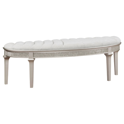 Evangeline Upholstered Demilune Bench Ivory and Silver Oak - Imperial Furniture (Las Vegas, NV) - Multi Location