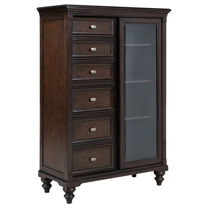 Andover 6-drawer Tempered Glass Door Chest Dark Oak - Imperial Furniture (Las Vegas, NV) - Multi Location