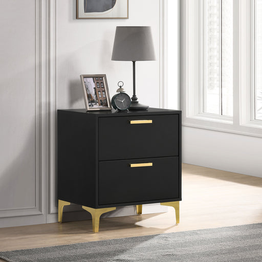 Kendall 2-drawer Nightstand Black and Gold - Imperial Furniture (Las Vegas, NV) - Multi Location