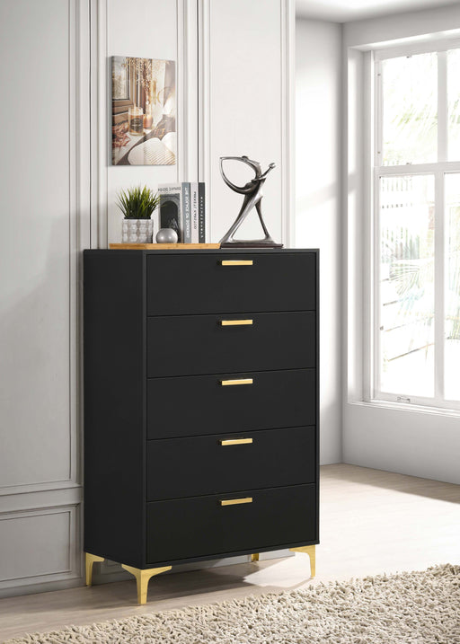 Kendall 5-drawer Chest Black and Gold - Imperial Furniture (Las Vegas, NV) - Multi Location