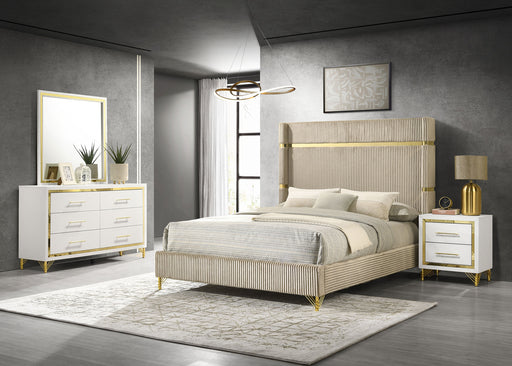 Lucia 4 & 5 Piece Bedroom Set King & Queen Beige & Grey - Imperial Furniture (Las Vegas, NV) - Multi Location