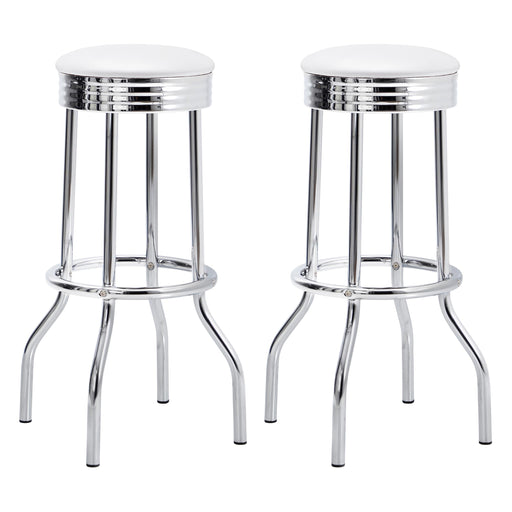 Theodore Upholstered Top Bar Stools White and Chrome (Set of 2) - Imperial Furniture (Las Vegas, NV) - Multi Location