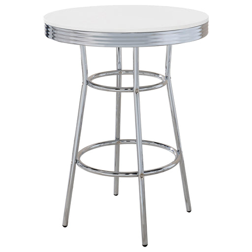 Theodore Round Bar Table Chrome and Glossy White - Imperial Furniture (Las Vegas, NV) - Multi Location