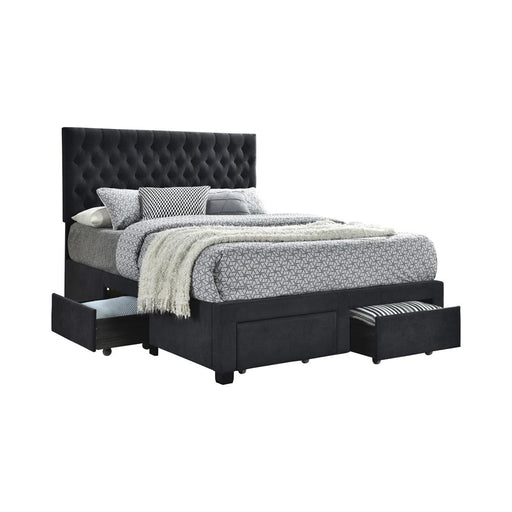 Soledad Eastern King, Full, & Queen 4-drawer Button Tufted Storage Bed Black & White - Imperial Furniture (Las Vegas, NV) - Multi Location