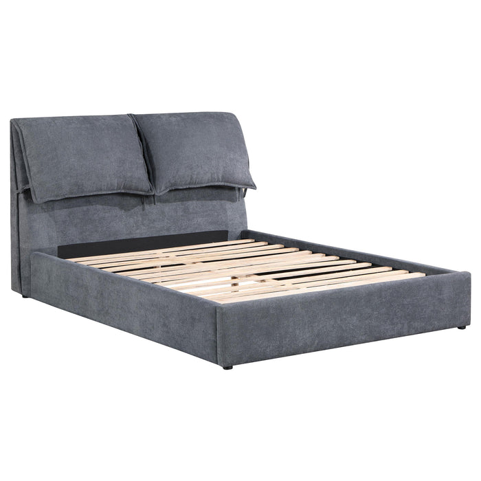 Laurel Upholstered Platform Bed with Pillow Headboard Charcoal Grey - Imperial Furniture (Las Vegas, NV) - Multi Location