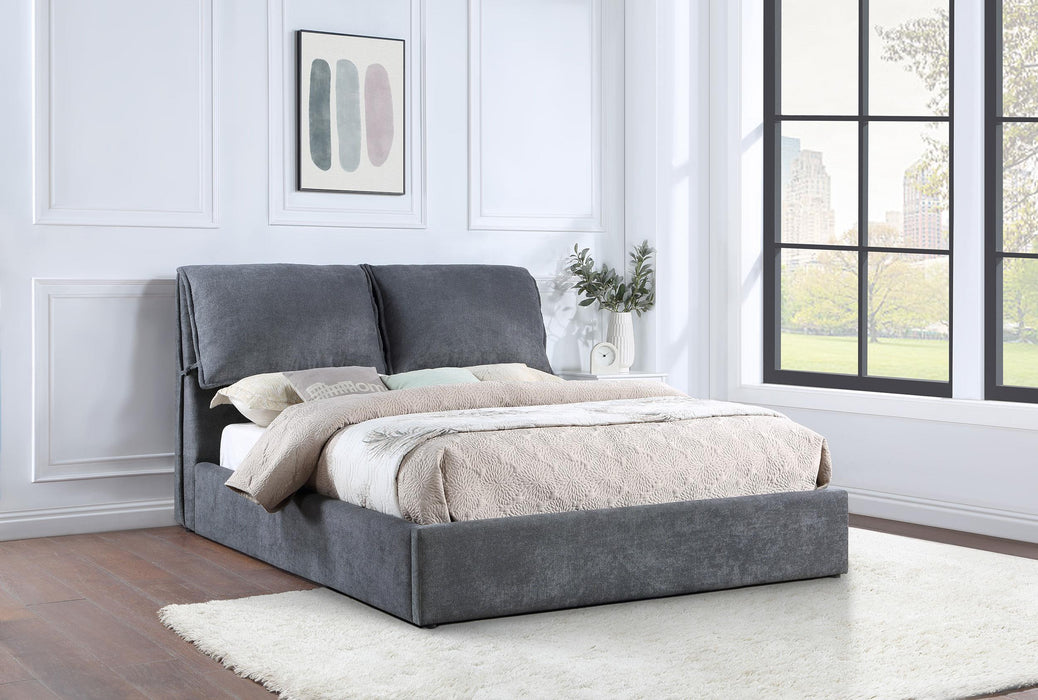 Laurel Upholstered Platform Bed with Pillow Headboard Charcoal Grey - Imperial Furniture (Las Vegas, NV) - Multi Location