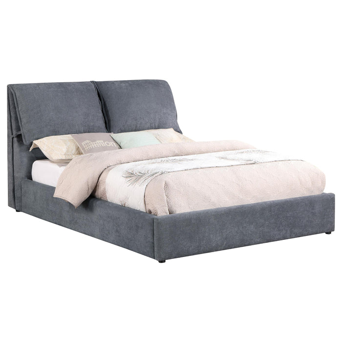 Laurel Upholstered Platform Bed with Pillow Headboard Charcoal Grey - Imperial Furniture (Las Vegas, NV) - Multi Location