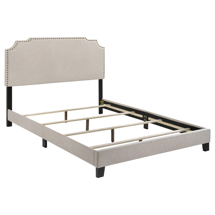 Tamarac Upholstered Nailhead Full, Eastern King & Queen Bed Beige & Grey - Imperial Furniture (Las Vegas, NV) - Multi Location