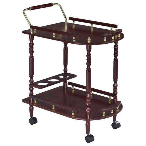 Palmer 2-tier Serving Cart Merlot and Brass - Imperial Furniture (Las Vegas, NV) - Multi Location