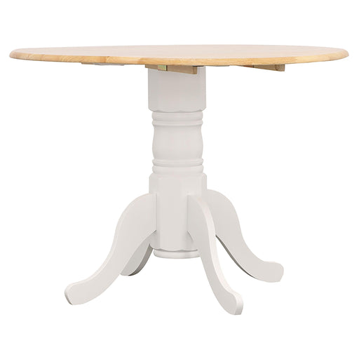 Allison Drop Leaf Round Dining Table Natural Brown and White - Imperial Furniture (Las Vegas, NV) - Multi Location