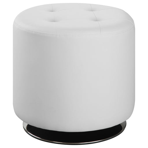 Bowman Round Upholstered Ottoman White - Imperial Furniture (Las Vegas, NV) - Multi Location