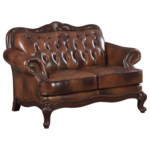 Victoria Tufted Back Loveseat Tri-tone and Brown - Imperial Furniture (Las Vegas, NV) - Multi Location