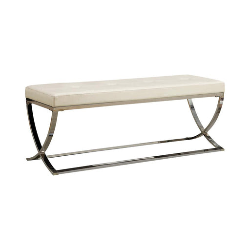 Walton Bench with Metal Base White and Chrome - Imperial Furniture (Las Vegas, NV) - Multi Location