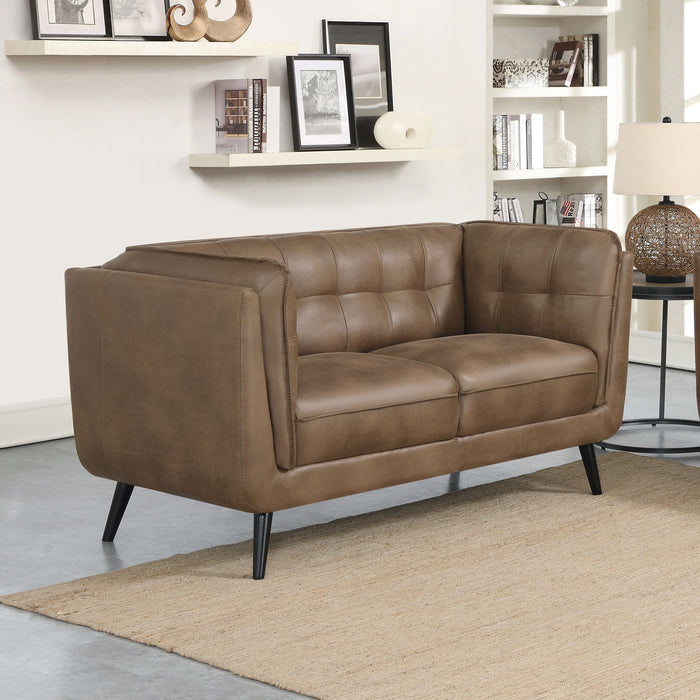 Thatcher Upholstered Button Tufted Loveseat Brown - Imperial Furniture (Las Vegas, NV) - Multi Location