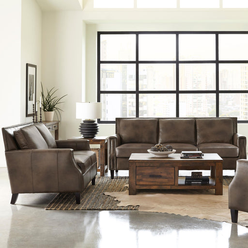 Leaton 2-piece Recessed Arms Living Room Set Brown Sugar - Imperial Furniture (Las Vegas, NV) - Multi Location