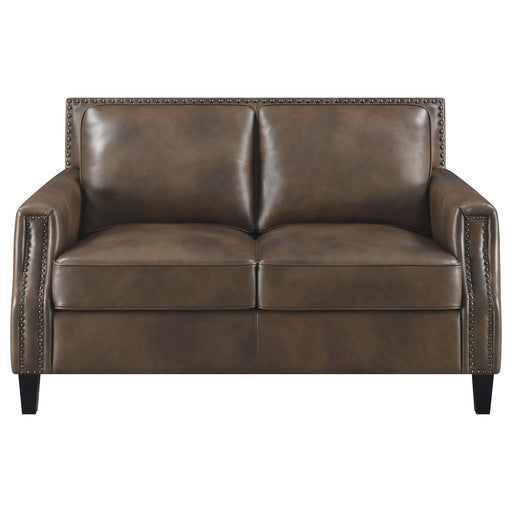 Leaton Upholstered Recessed Arms Loveseat Brown Sugar - Imperial Furniture (Las Vegas, NV) - Multi Location