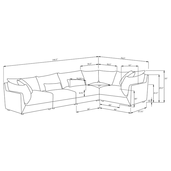 Sasha 5 Piece Sectionals - Imperial Furniture (Las Vegas, NV) - Multi Location