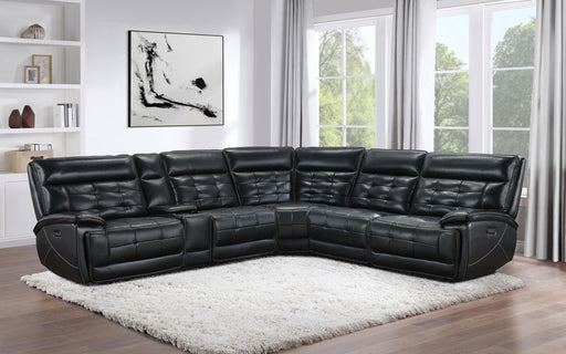 Hewitt Leather Upholstered Power Reclining Sectional Black - Imperial Furniture (Las Vegas, NV) - Multi Location